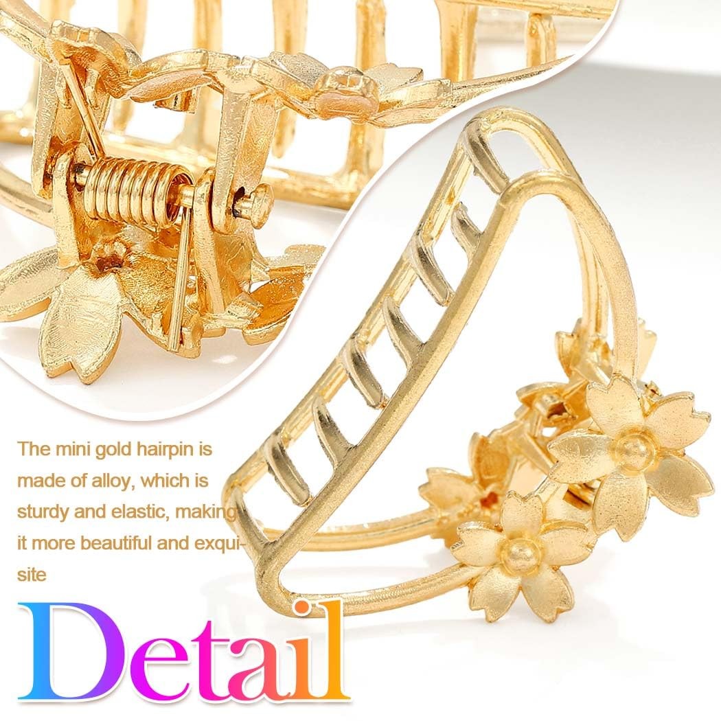 CAKURE Gold Hair Clips Metal Small Claw for Thin Accessories