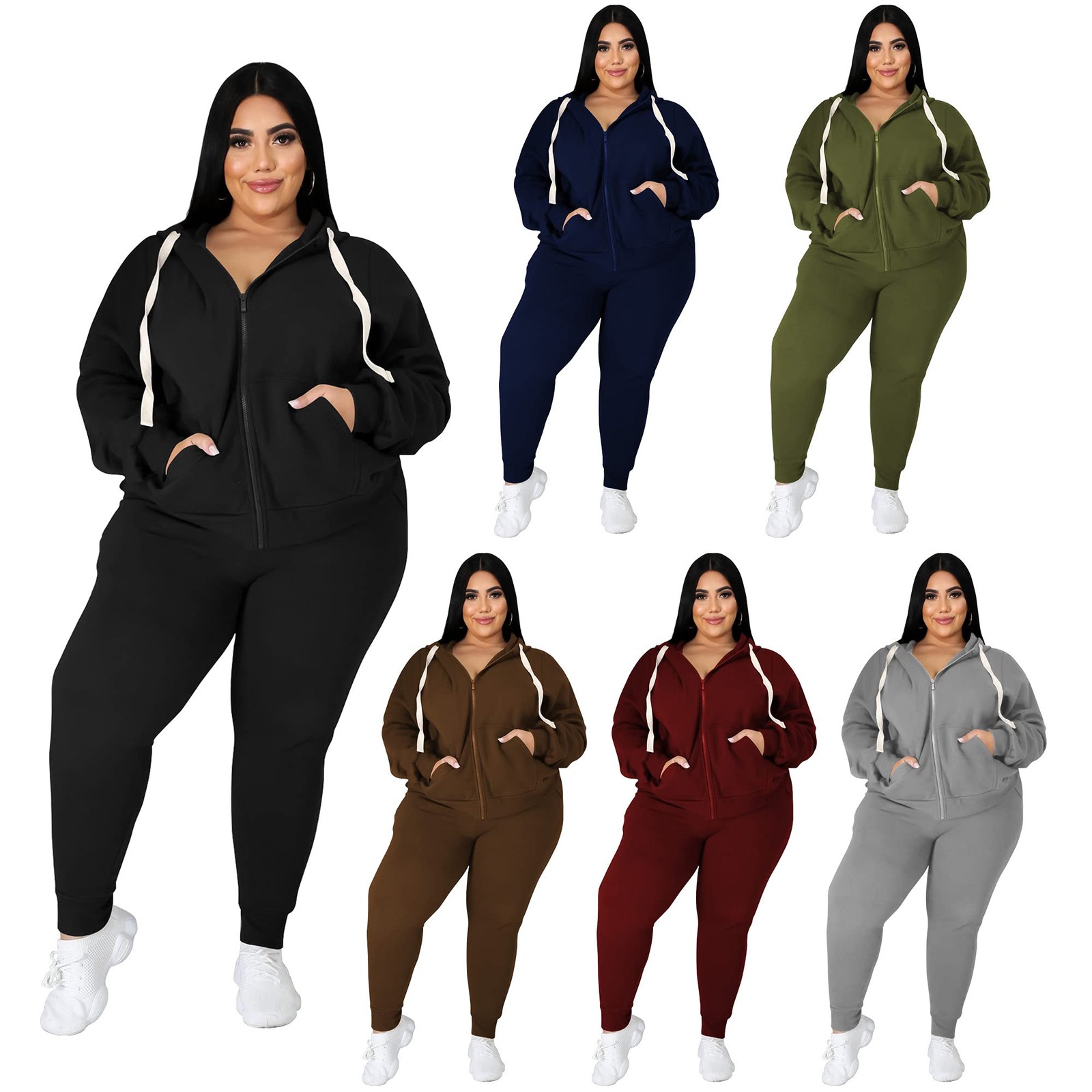 Tycorwd Women’s Plus Size Two Piece Outfits Sweatsuits Sets Long Sleeve