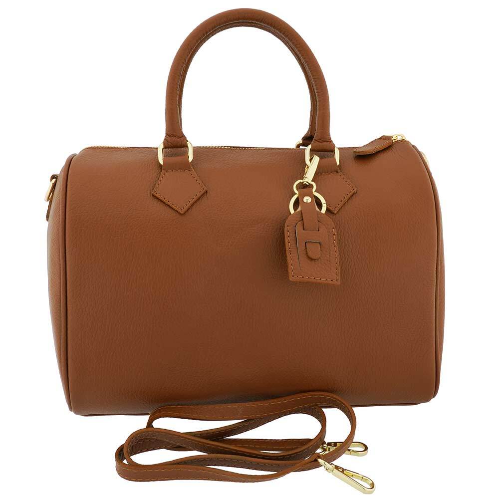 GlassOfVenice Fioretta Italian Genuine Leather Satchel Barrel Handbag Crossbody