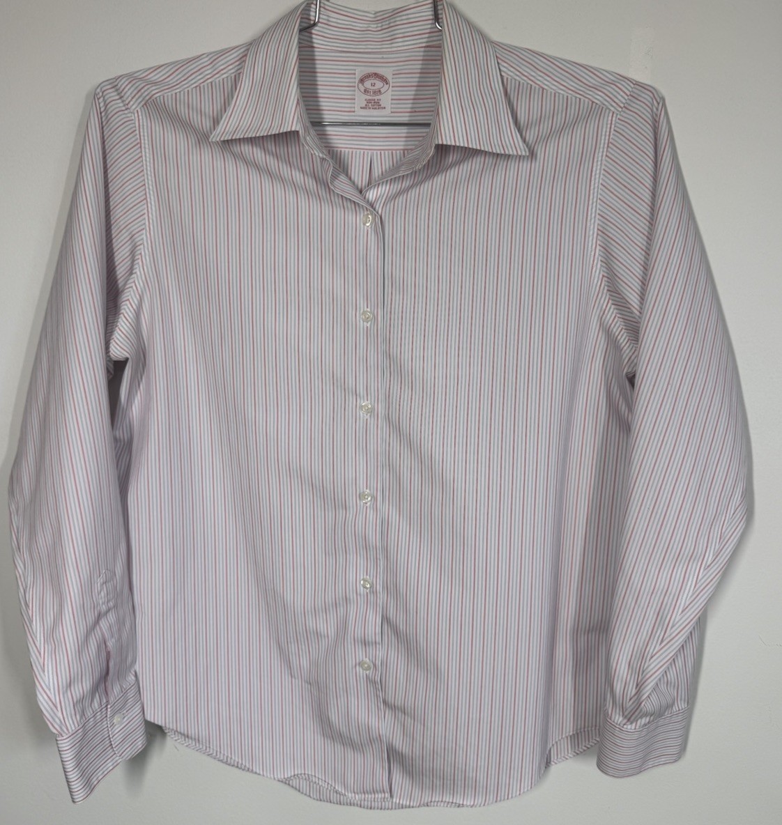 Brooks Brothers Classic Fit Non Iron Long Sleeve Button Up Shirt Womens 12 Work