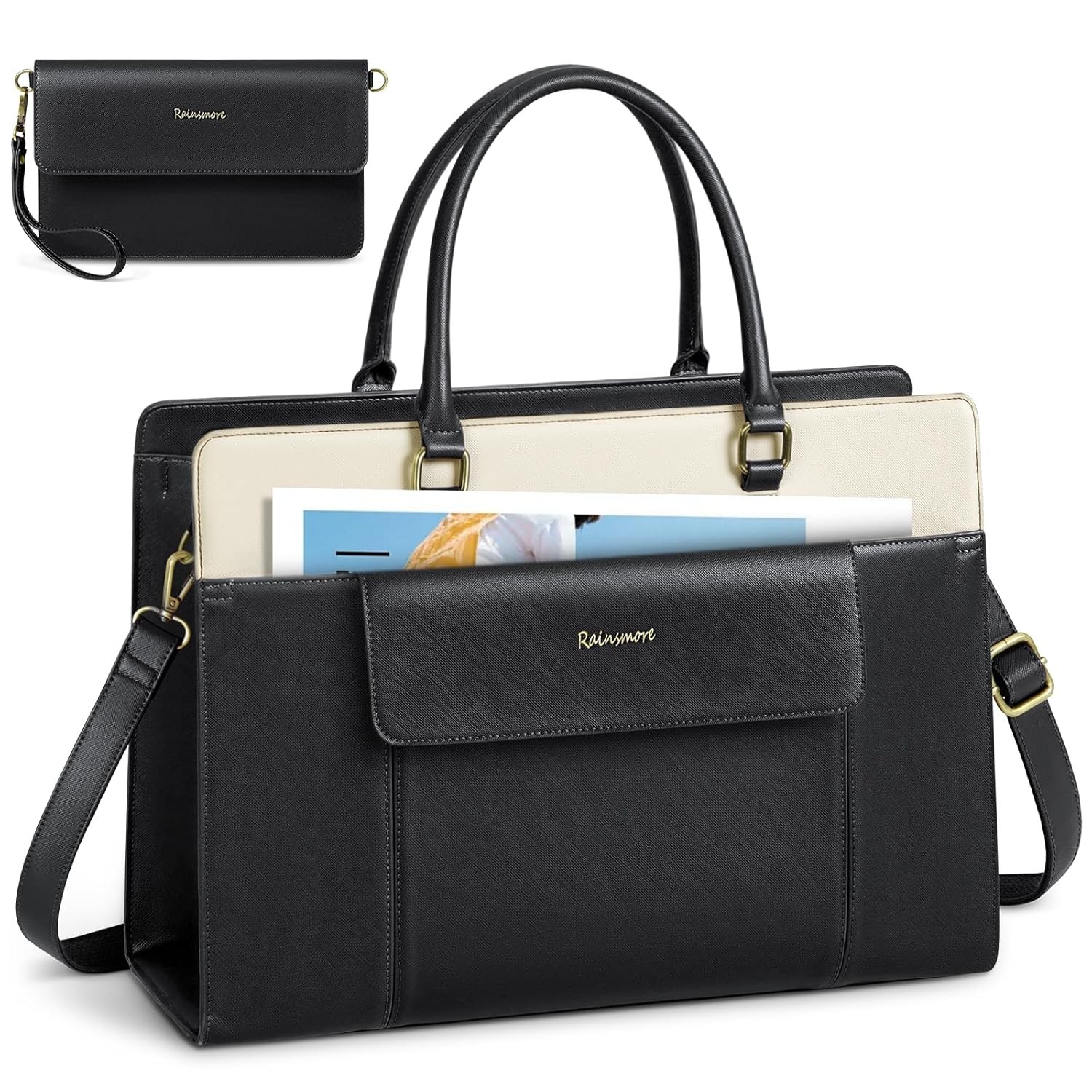 Laptop Bag for Women 15.6 inch Leather Tote Large Computer Handbag Work