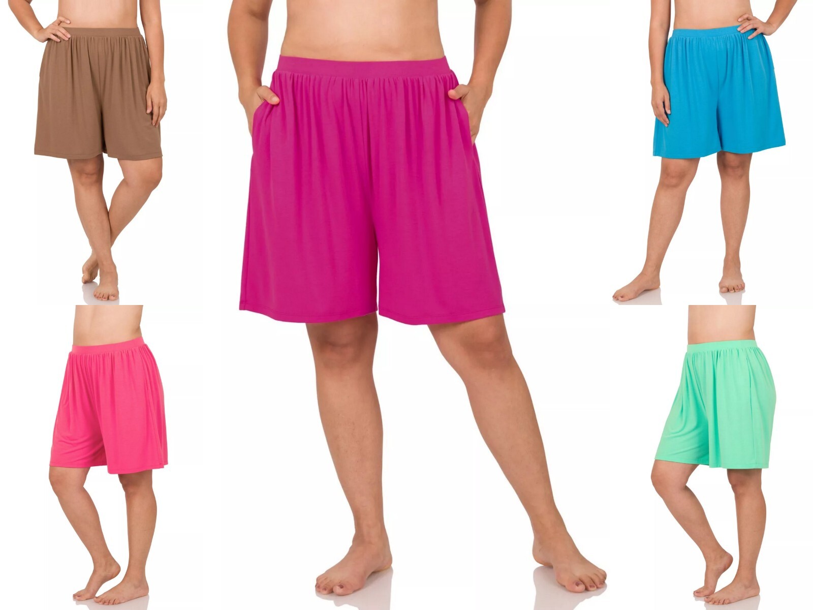 1X 2X 3X Women’s Shorts Plus Size with Pockets Elastic Waist Relaxed Fit