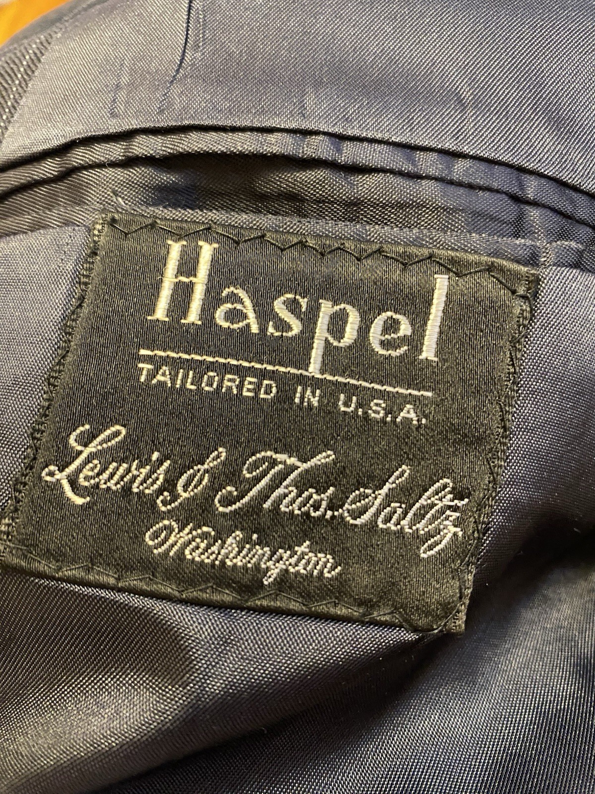 VTG Haspel Kenner 3 Pc Disco Blazer Pants 37X31 Vest Blue Stripe Linen Suit 40R