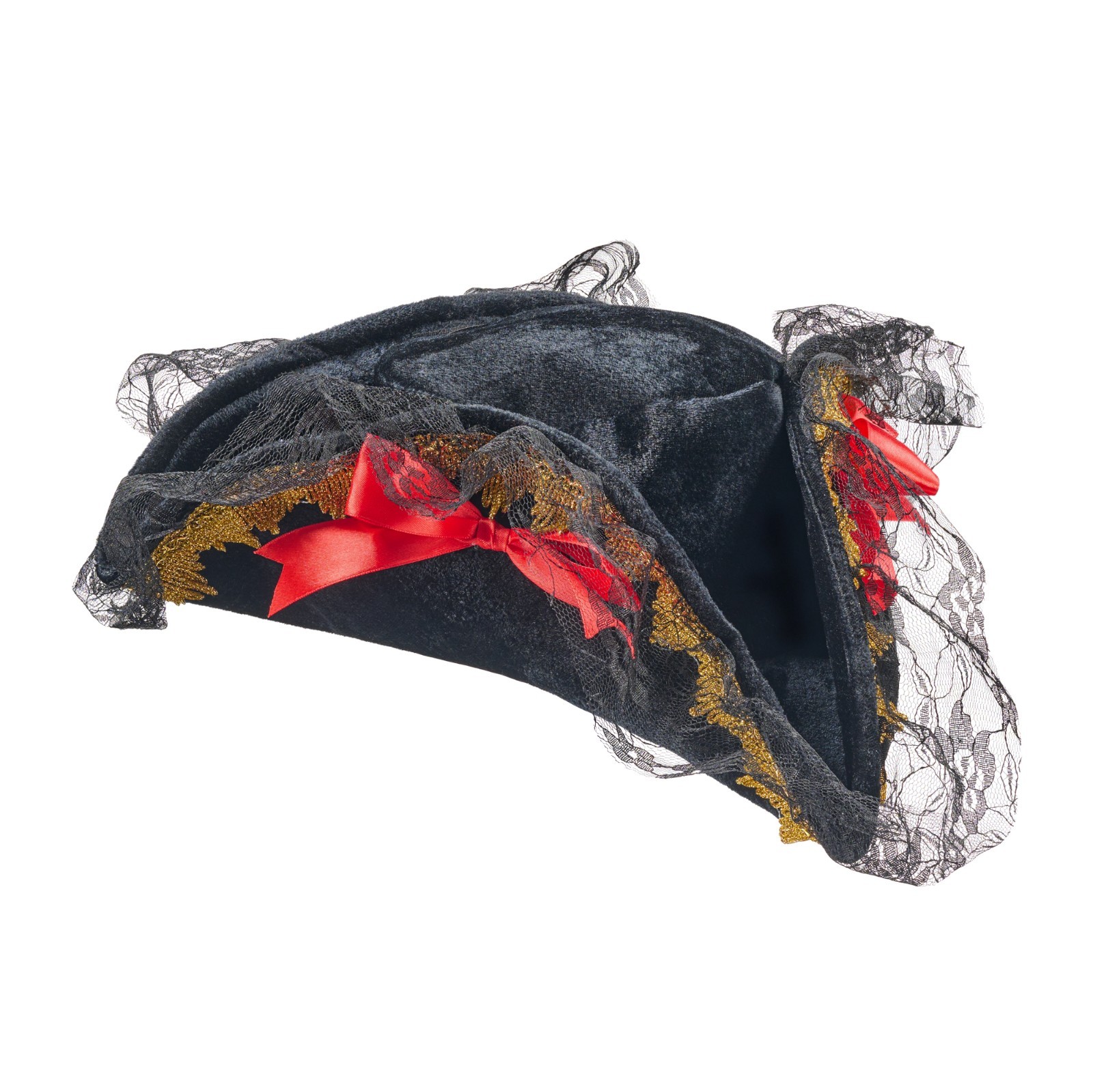 Dress Up America Pirate Hat for Adults – Lace Trimmed Tricorn Pirate Costume Hat