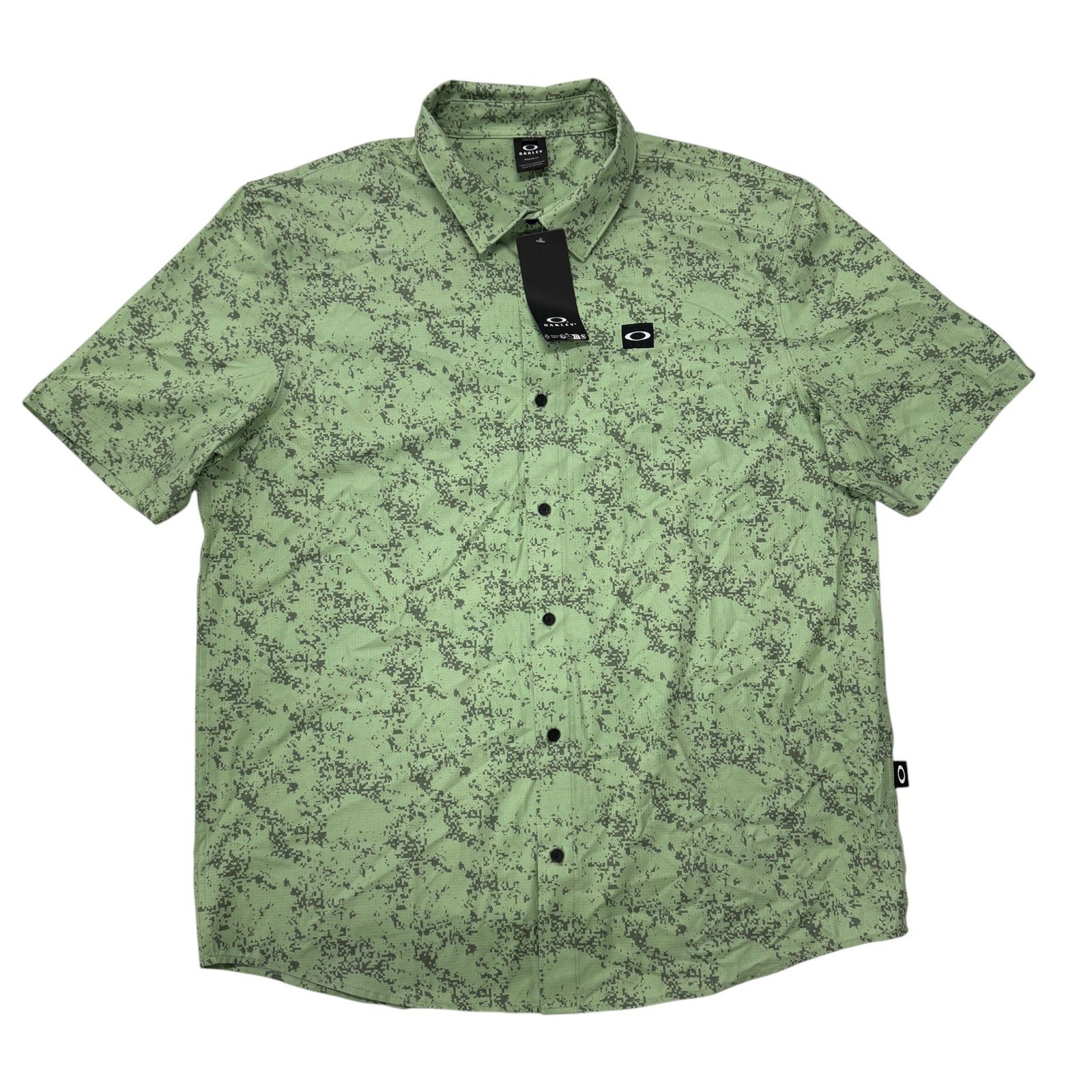 Oakley Sand Camo Woven Shirt Mens XXL Digi Camo New Jade Green Button Up NWT