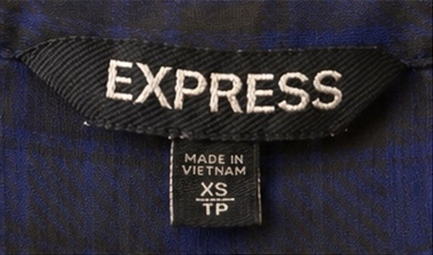 Express Semi Transparent Plaid Blouse Women’s XS Blue Black Sheer Button Top
