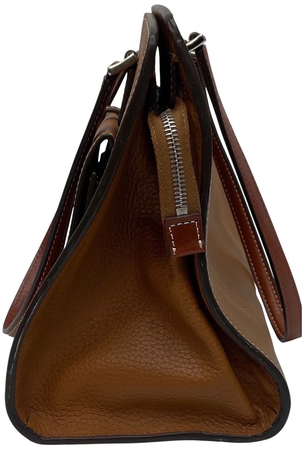 Dooney & Bourke Cambridge Zip Satchel Tan Pebbled Leather Tote Shoulder Bag READ