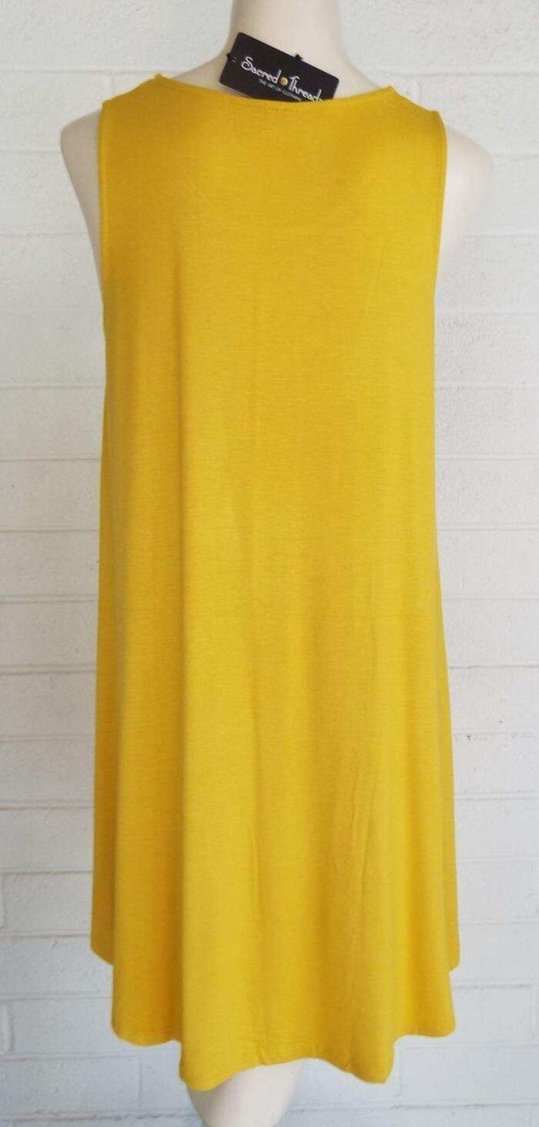 New SACRED THREADS OS sunshine yellow stretch jersey swing tunic top minidress