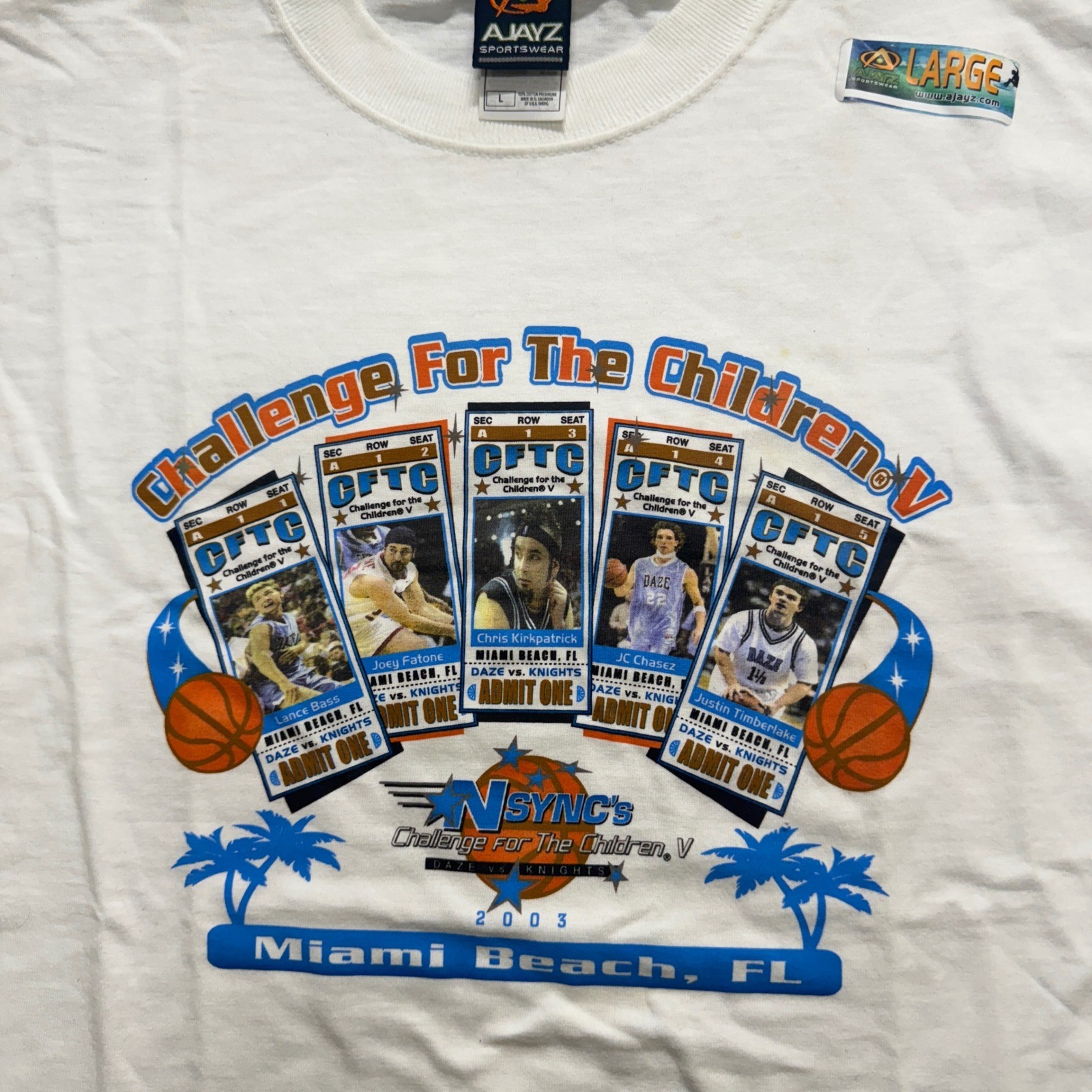 Vintage 2003 Nsync’s Challenge Miami Beach Basketball T-Shirt Men’s L Y2K