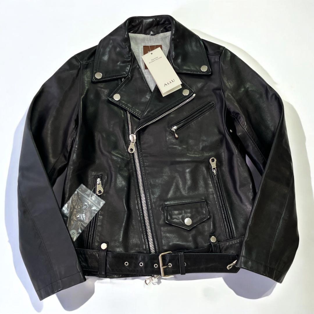 CINQUANTA Black Horsehide Leather Double Riders Biker Jacket Size 36 S Italy Top