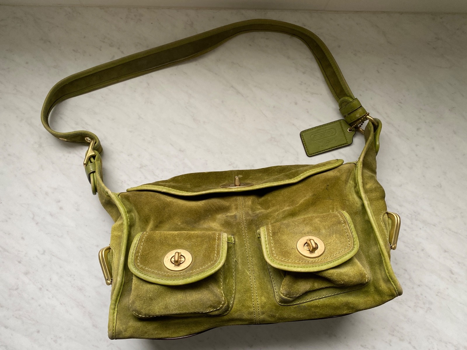 COACH 12797 Vintage Green Archive Limited Edition Bleecker Suede Haversack