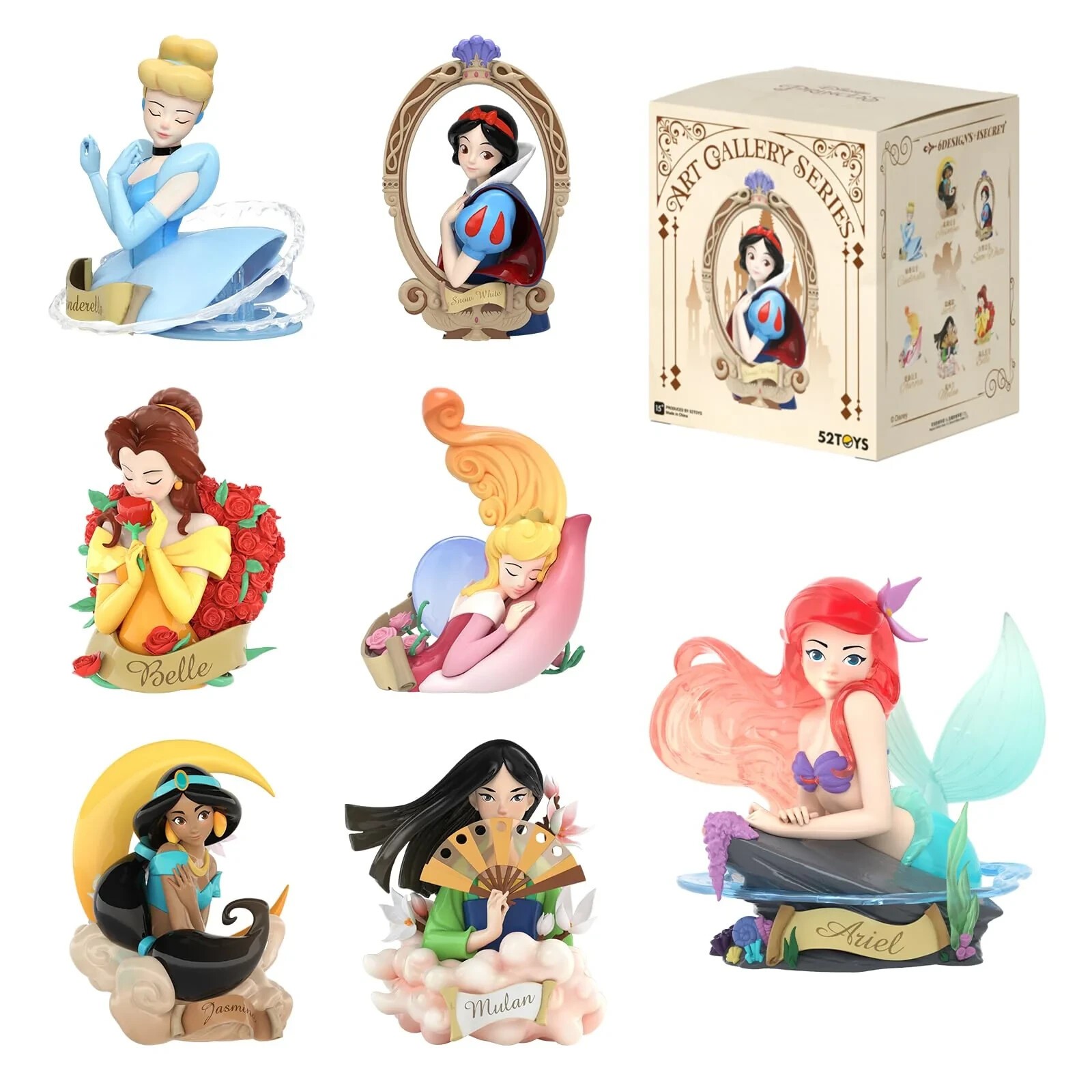 Disney Princess Art Gallery Series Blind Box Confirmed 52TOYS Collectible Figure