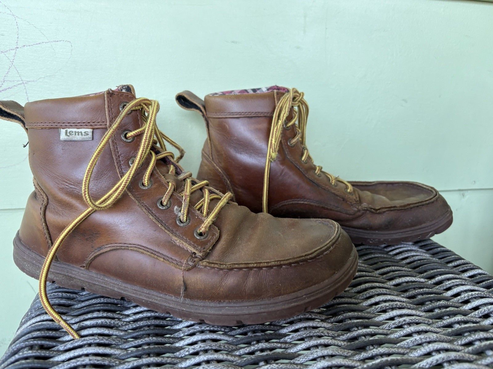 Lems Russet Leather Boulder Boot Sz 43 Mens 10 Women’s 11.5 Flaws Barefoot