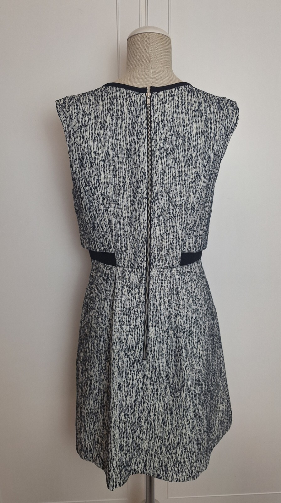 OASIS Dark Blue & White Retro Style Layered Winter Dress Size 12