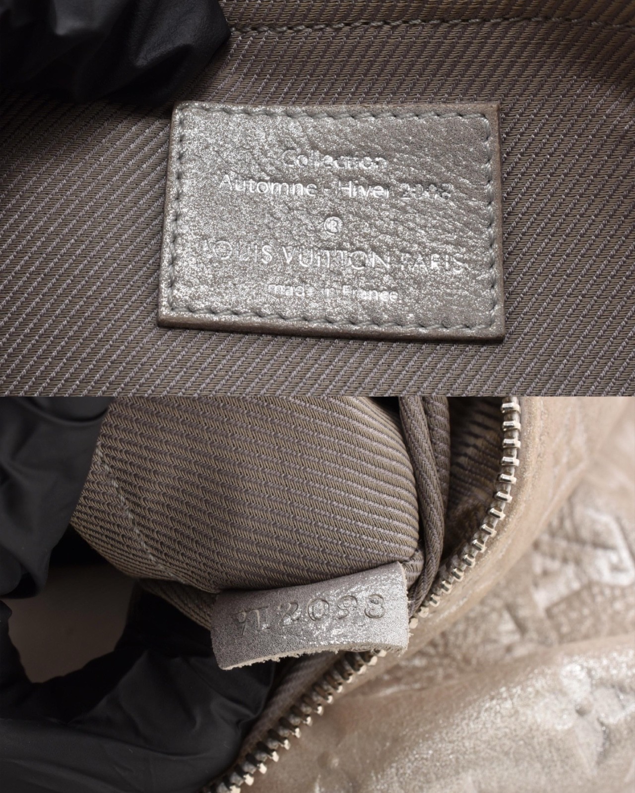 LOUIS VUITTON Shimmer Halo Silver Monogram Embossed Leather Hand Bag