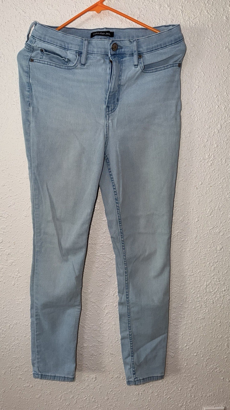 Calvin Klein Jeans Women’s Light Wash Blue Denim Skinny Jeans 5-Pocket Logo 10