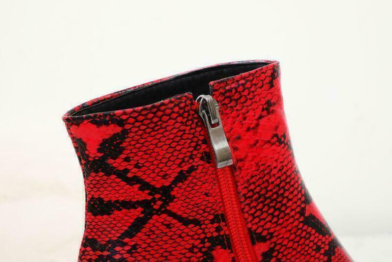 Chic Women’s Snake Pattern Ankle Boots Dress Party Casual Western Side Zip Shoes