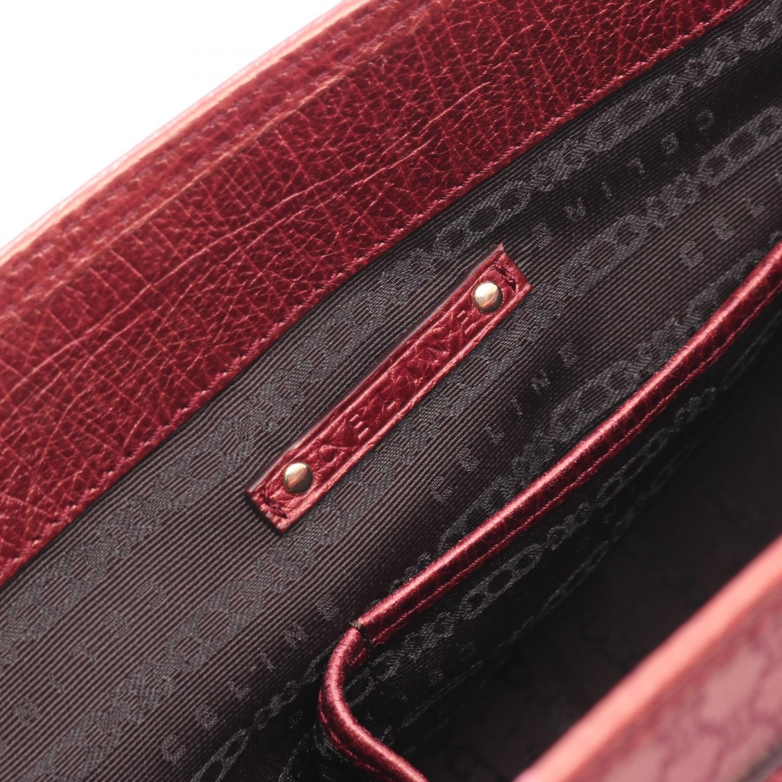 CELINE Boogie Bag Macadam Handbag Bordeaux Canvas Leather Top Handle Tote 99
