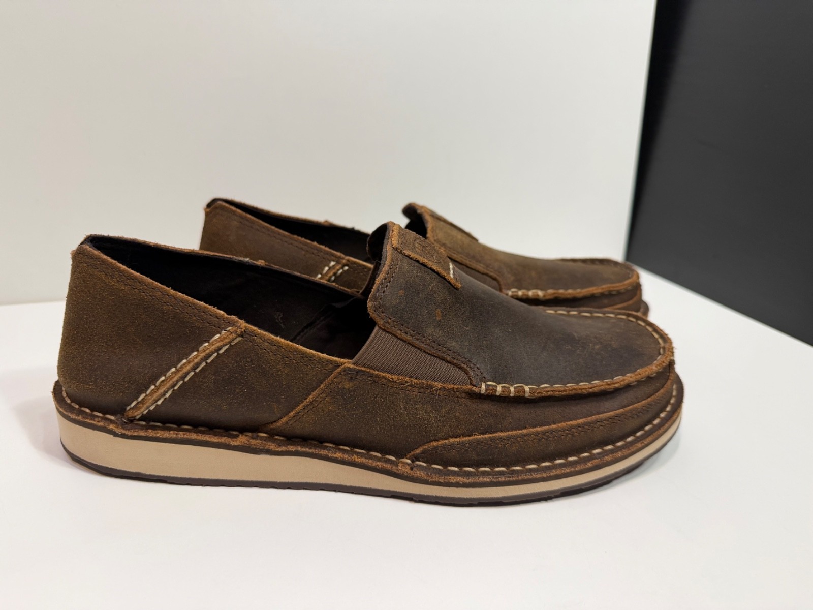 ARIAT MENS CRUISER SLIP ON LEATHER SHOES ROUGH OAK US 11 EE UK 10 W EUR 44.5 W