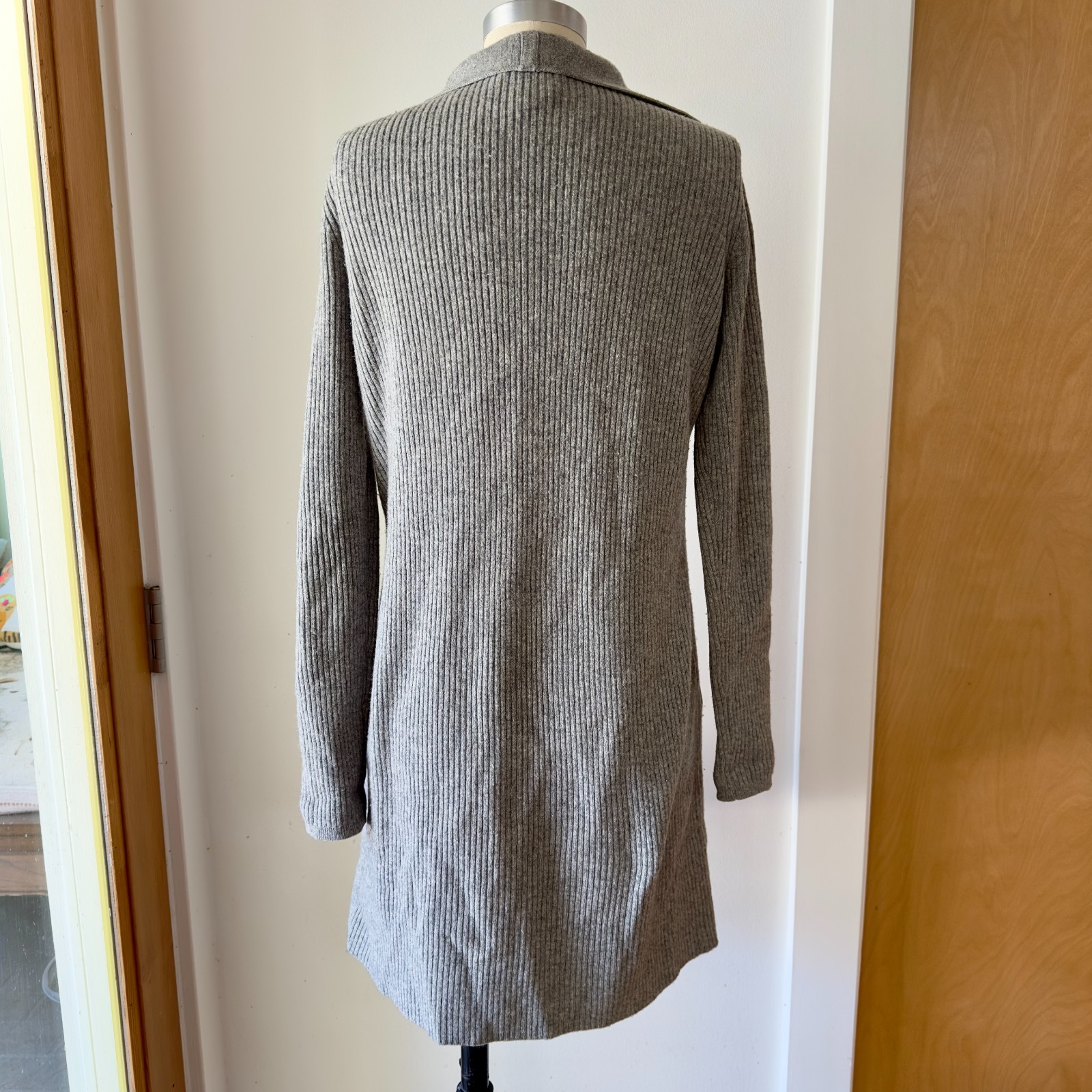 ADRIENNE VITTADINI Women’s 100% 2-Ply Cashmere Coat Open Cardigan-Grey-Sz XS
