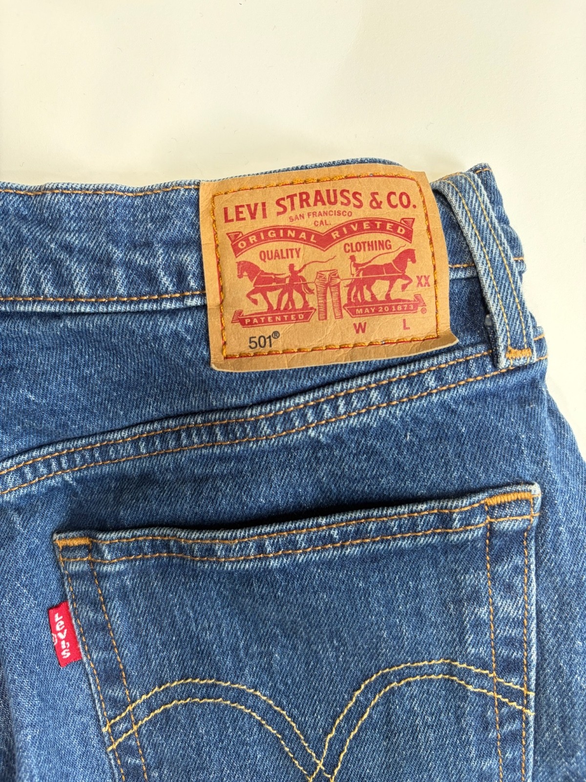 Levi’s Premium 501 High Rise Button Fly Straight Leg Jeans Sz 28×32 Dark Wash