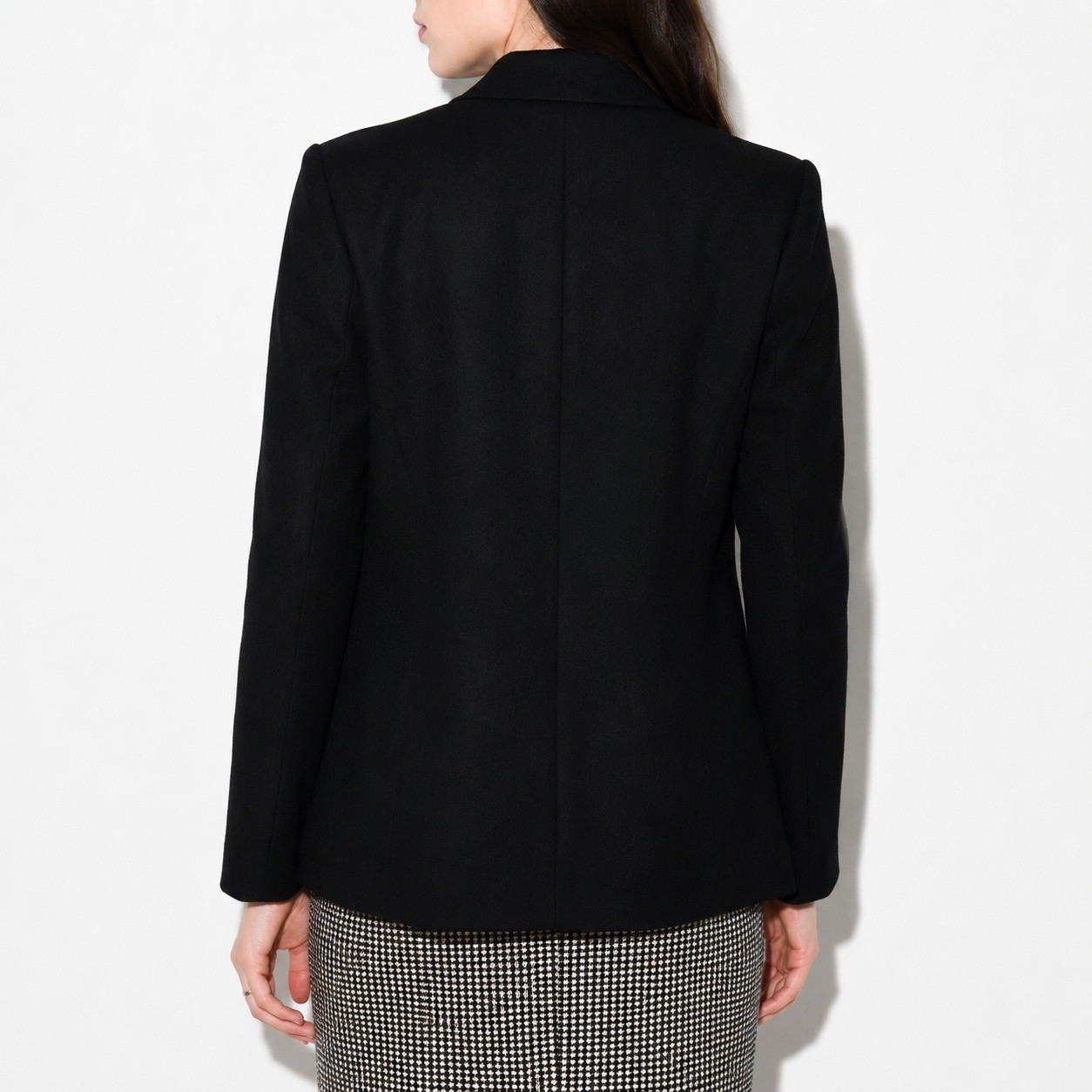 90s Harve Benard Wool Blazer Womens L Black 1 Button Shoulder Pads Minimalist