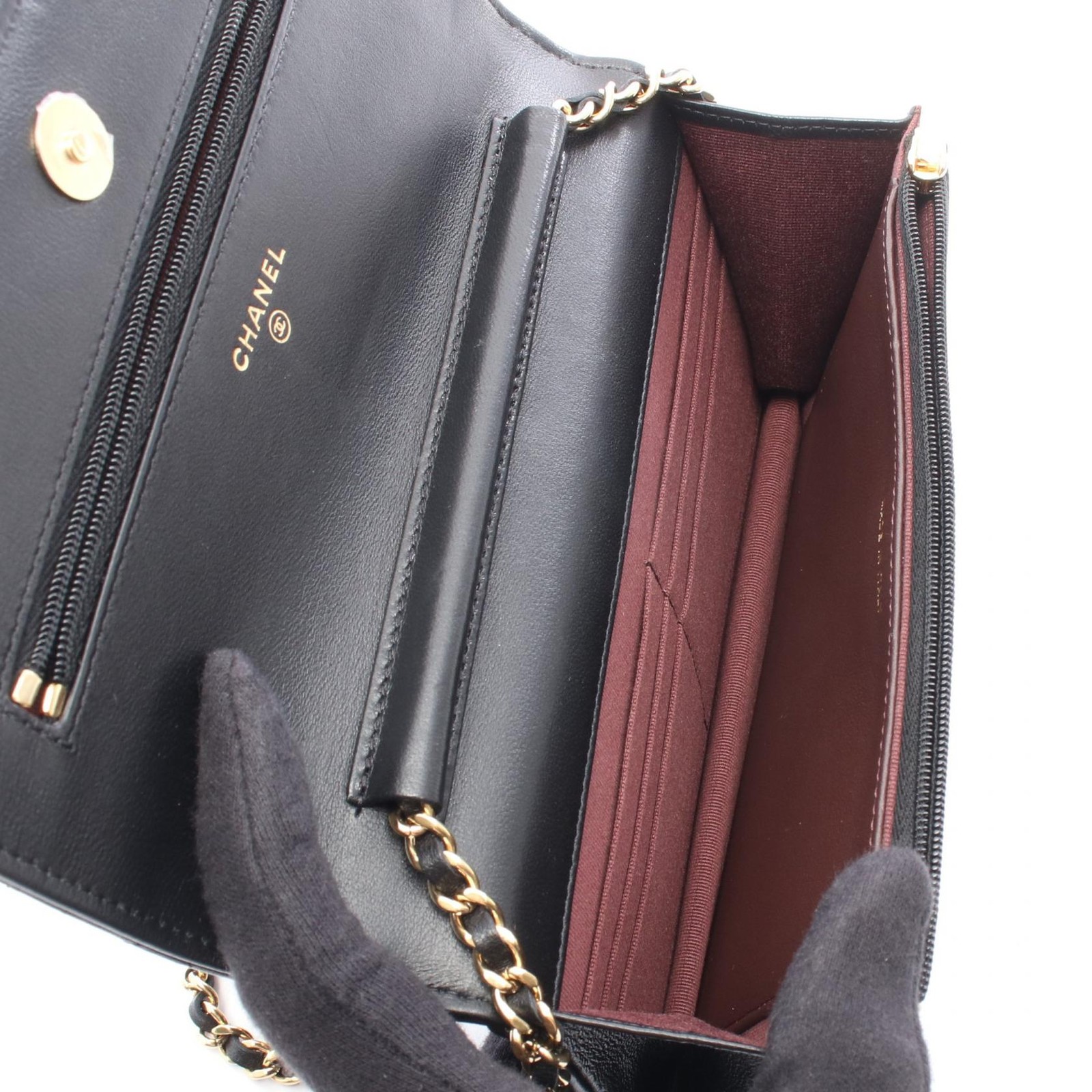 CHANEL Matelasse Chain Shoulder Bag Lambskin Black GHW Used Women