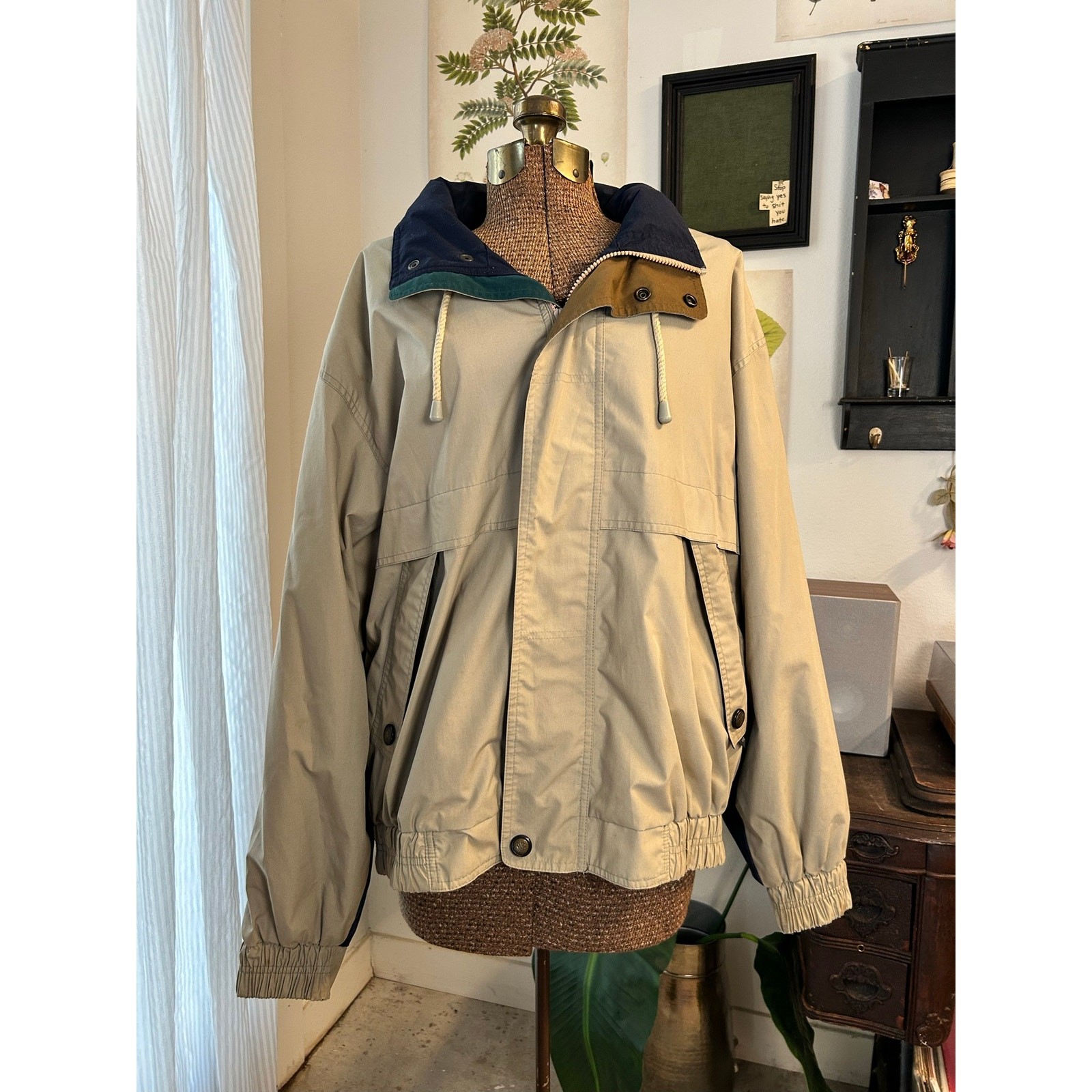 Vintage London Fog Unisex Jacket Size Large Sailboat Windbreaker Coastal