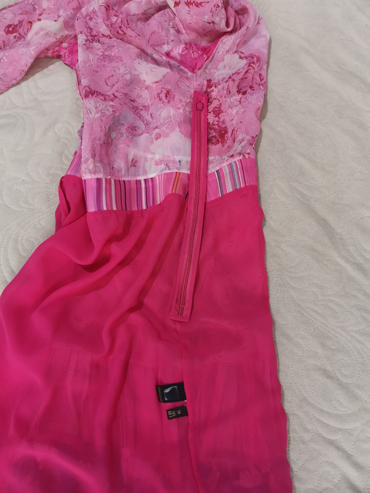 Roberto Cavalli Vintage Floral Print Silk Chiffon Sheer Ruffle Dress IT38