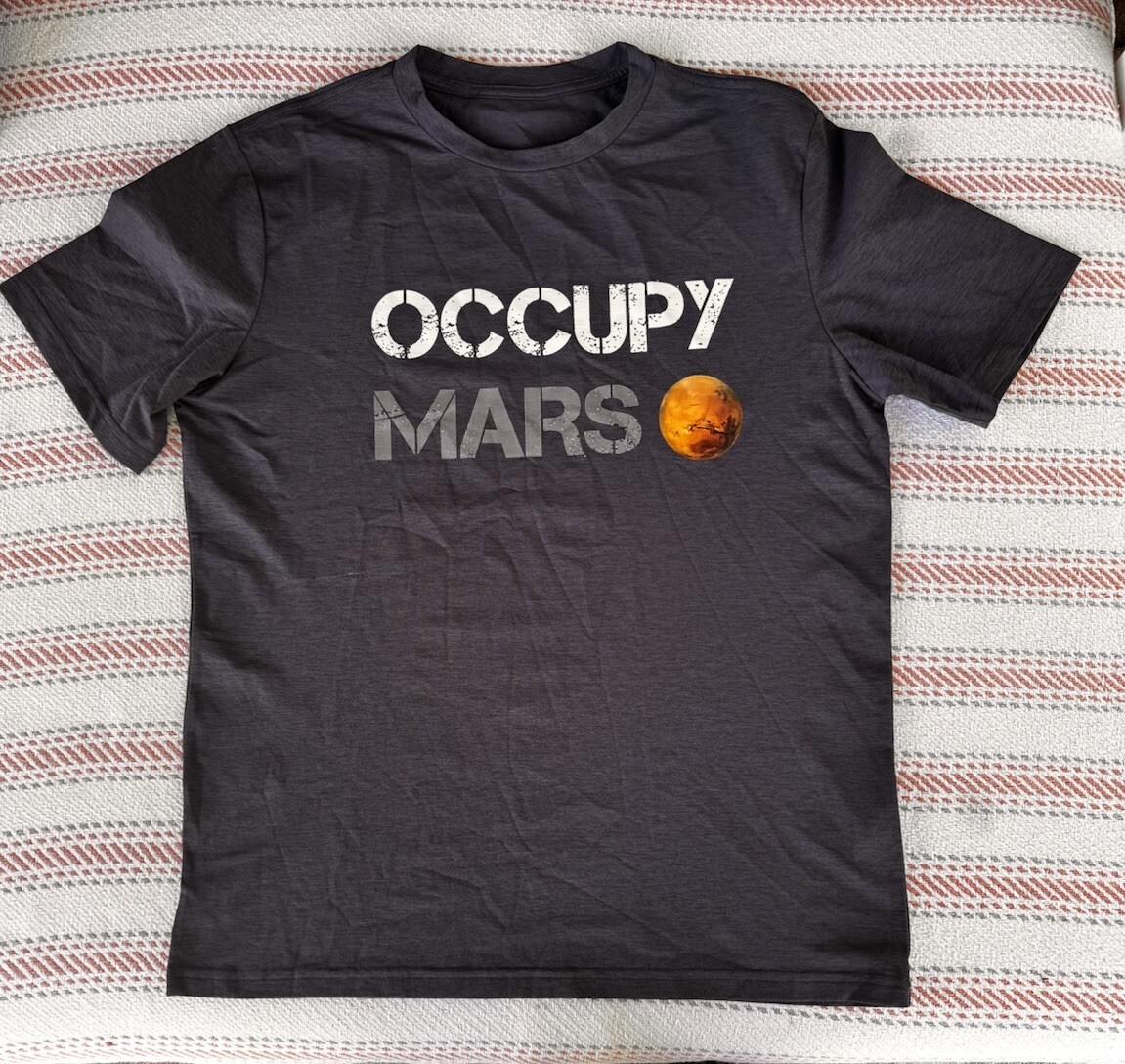 Occupy Mars Space Unisex T-Shirt Polyester Super Stretchy Spandex Material.