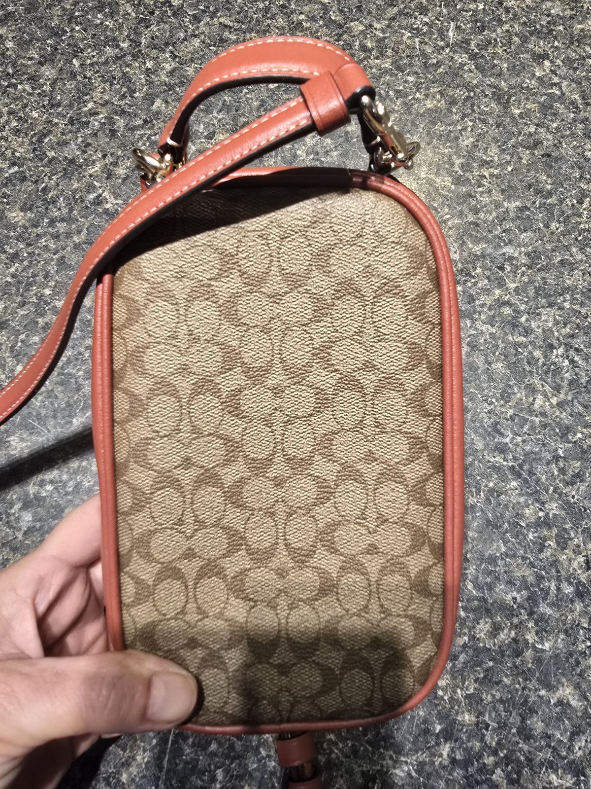 Coach Micro Signature Eva Crossbody Bag Khaki/Terracotta
