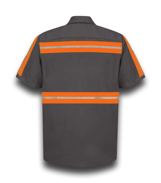 Enhanced Visibility Work Shirts Hi Vis Orange Reflective Industrial Work Uniform