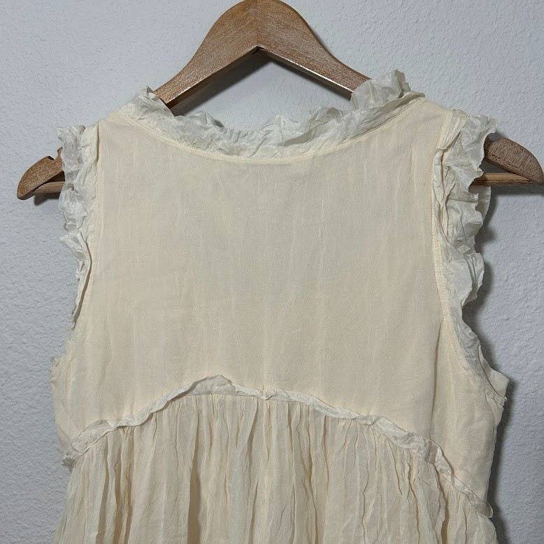 Robert Rodriguez Silk Top Womens 6 Cream Ruffle Victorian Romantic Goth Vamp