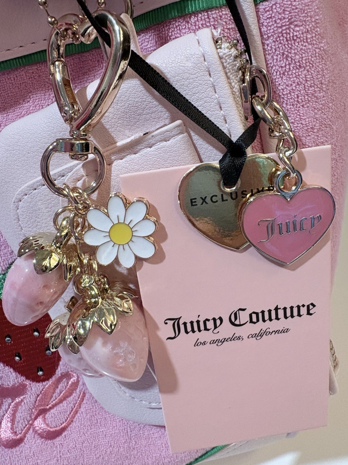 Juicy Couture Retro Strawberry Day Dreamer Customized Bow & Charm 1 Of A Kind