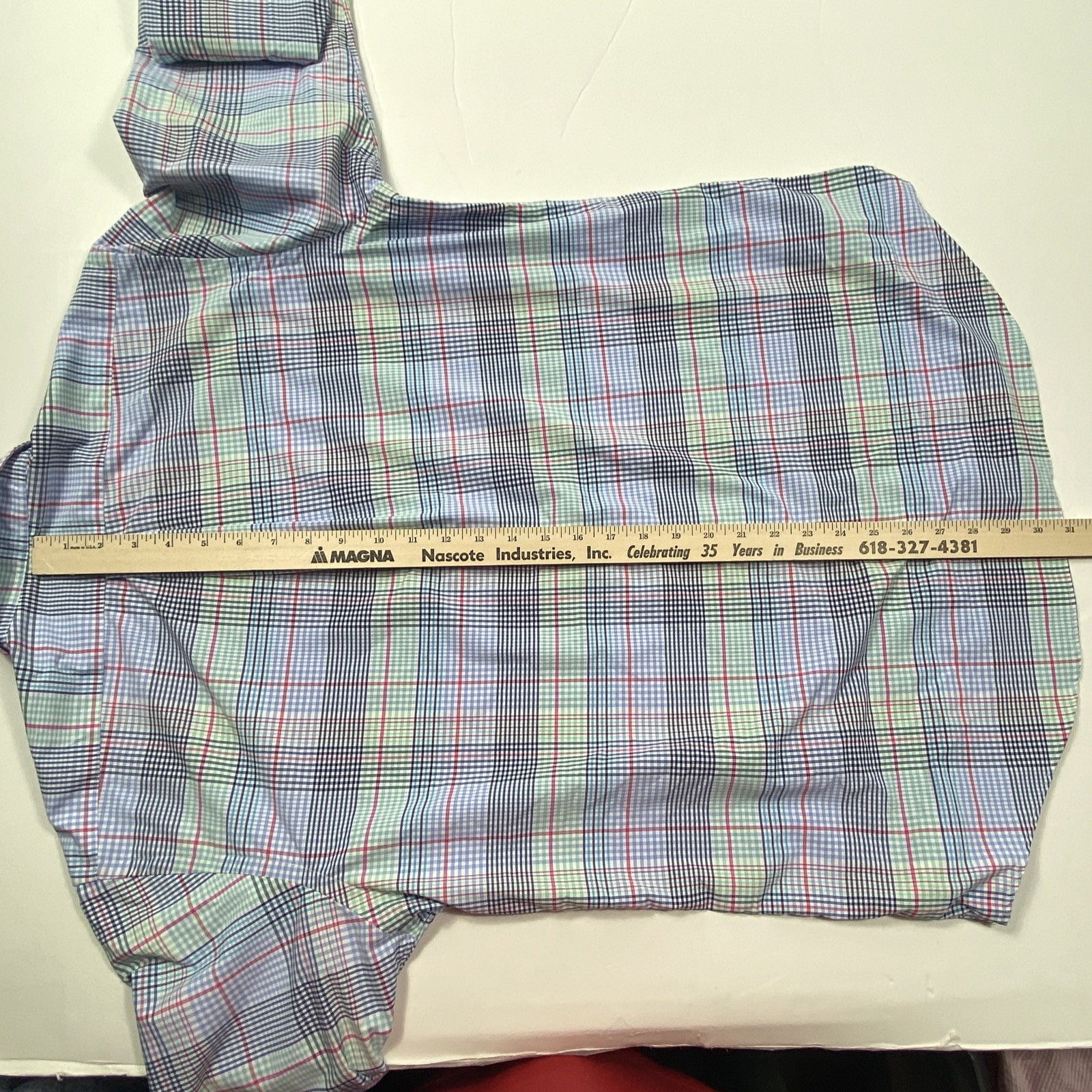 Polo Ralph Lauren Classic Fit Plaid Performance Shirt Nylon Poly Pink Blue Large