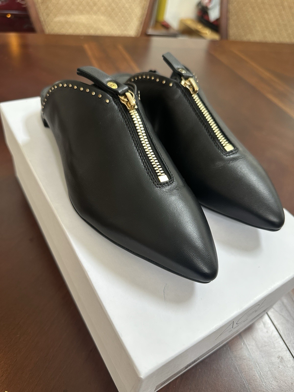 AGL Black Leather Flat Mules- Made In Italy Women’s