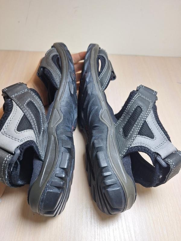 Men Ecco Sandals Grey Leather 42