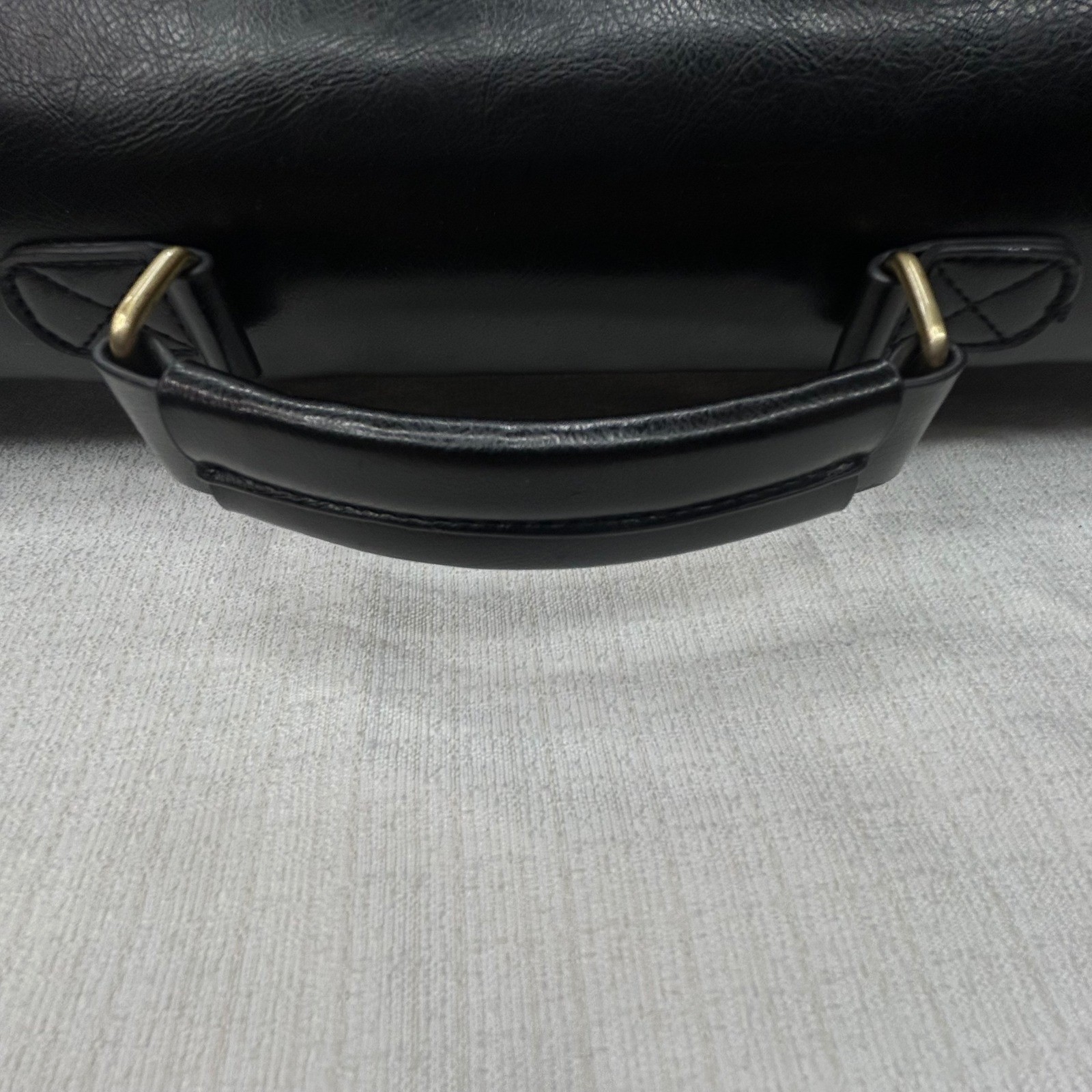Ecosusi Black Vegan Leather Bag Satchel Messenger Laptop Breifcase Floral Cutout