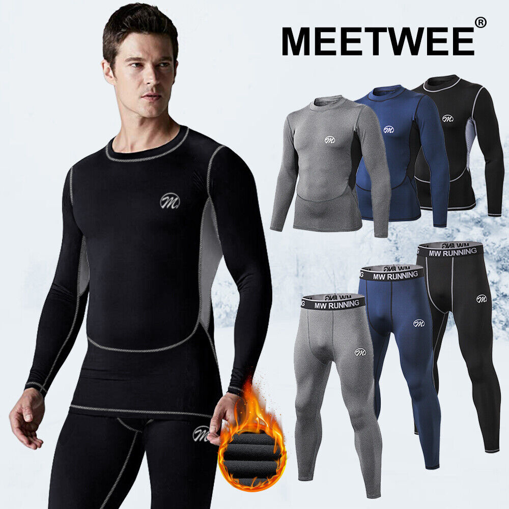 Mens Thermal Underwear Long Johns Set Fleece Lined Winter Warm Fleece Base Layer