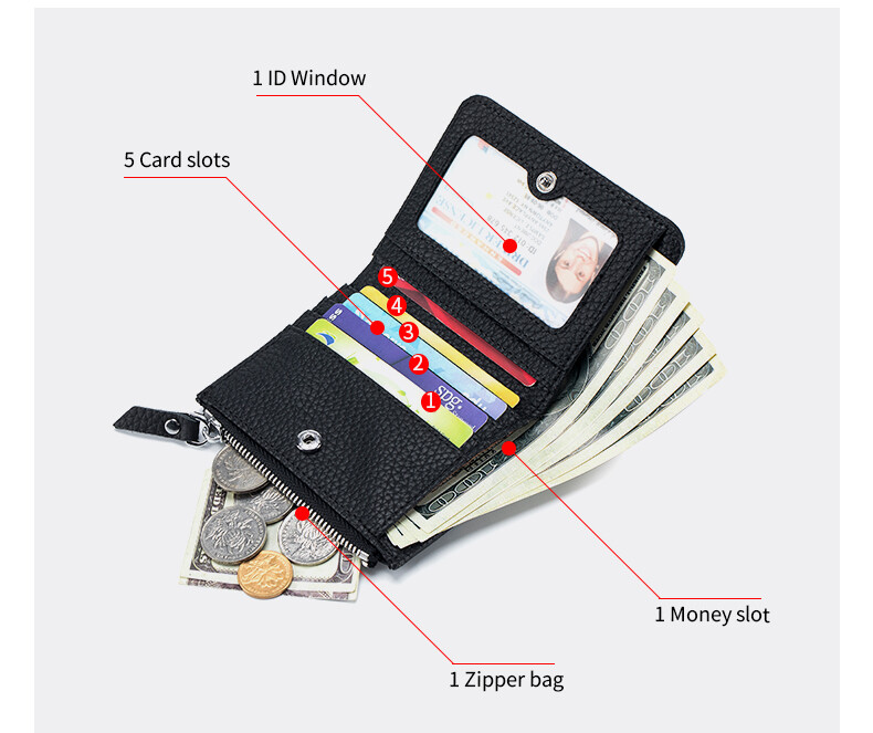 Women Real Leather Wallet RFID Blocking Small Compact Credit Card Holder Purse