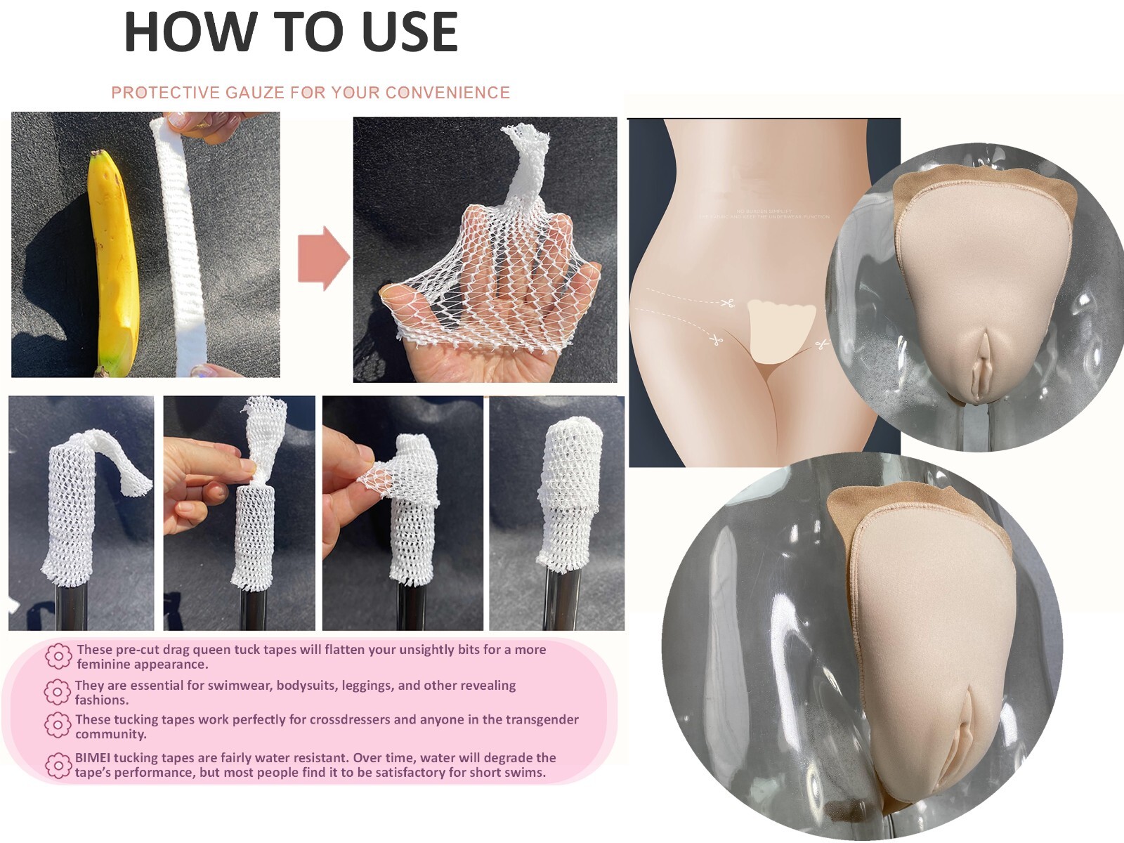 BIMEI Camel Toe Panty Tucking Tape Kit Transgender,Drag Queens, Crossdresser,Men