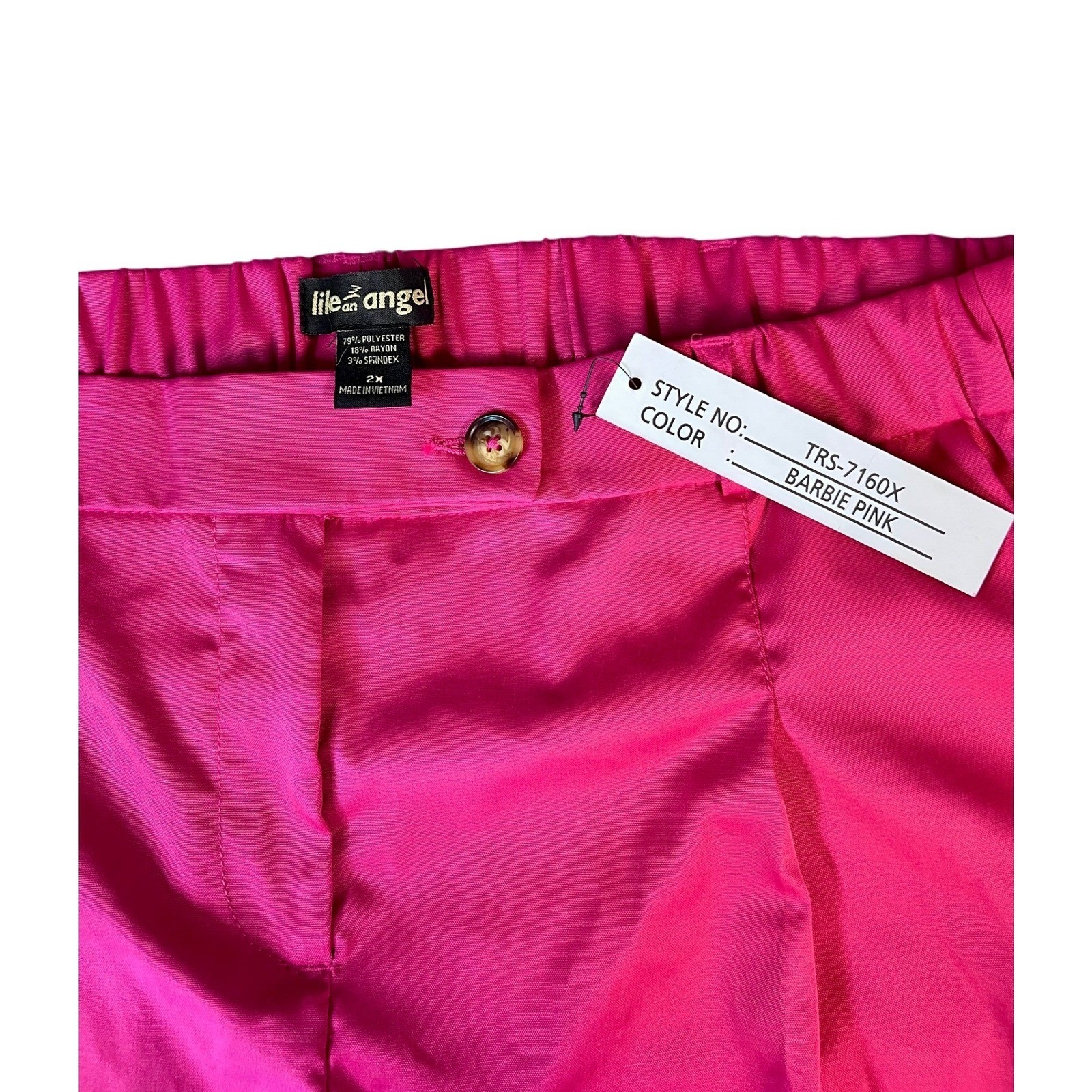 Like an Angel Shorts Women 2X Barbie Pink TRS-7160X Elastic Back Button Front