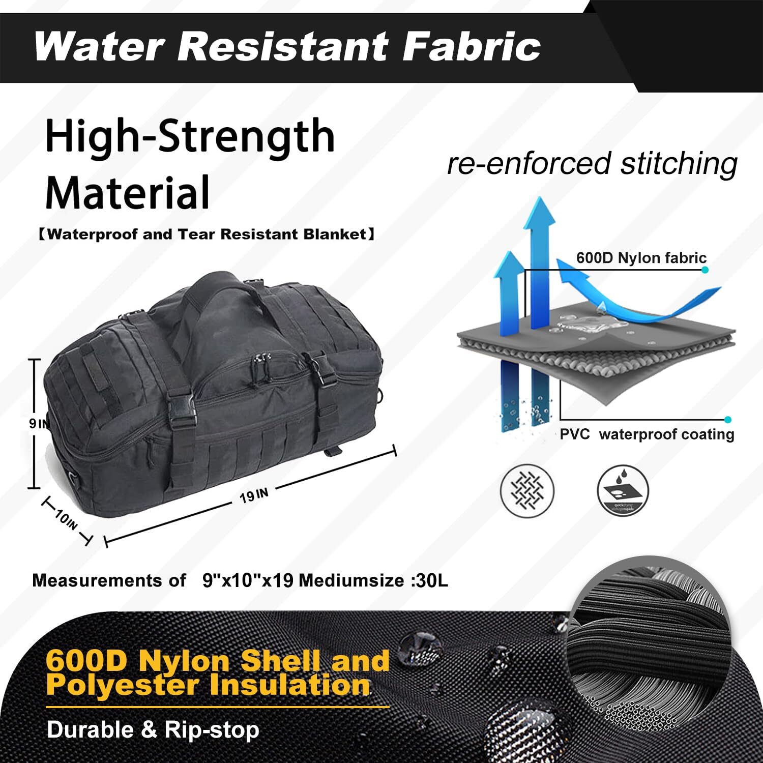 3 In 1 Tactical 30L Military Backpack Ideal for Travel Gym and Deployment