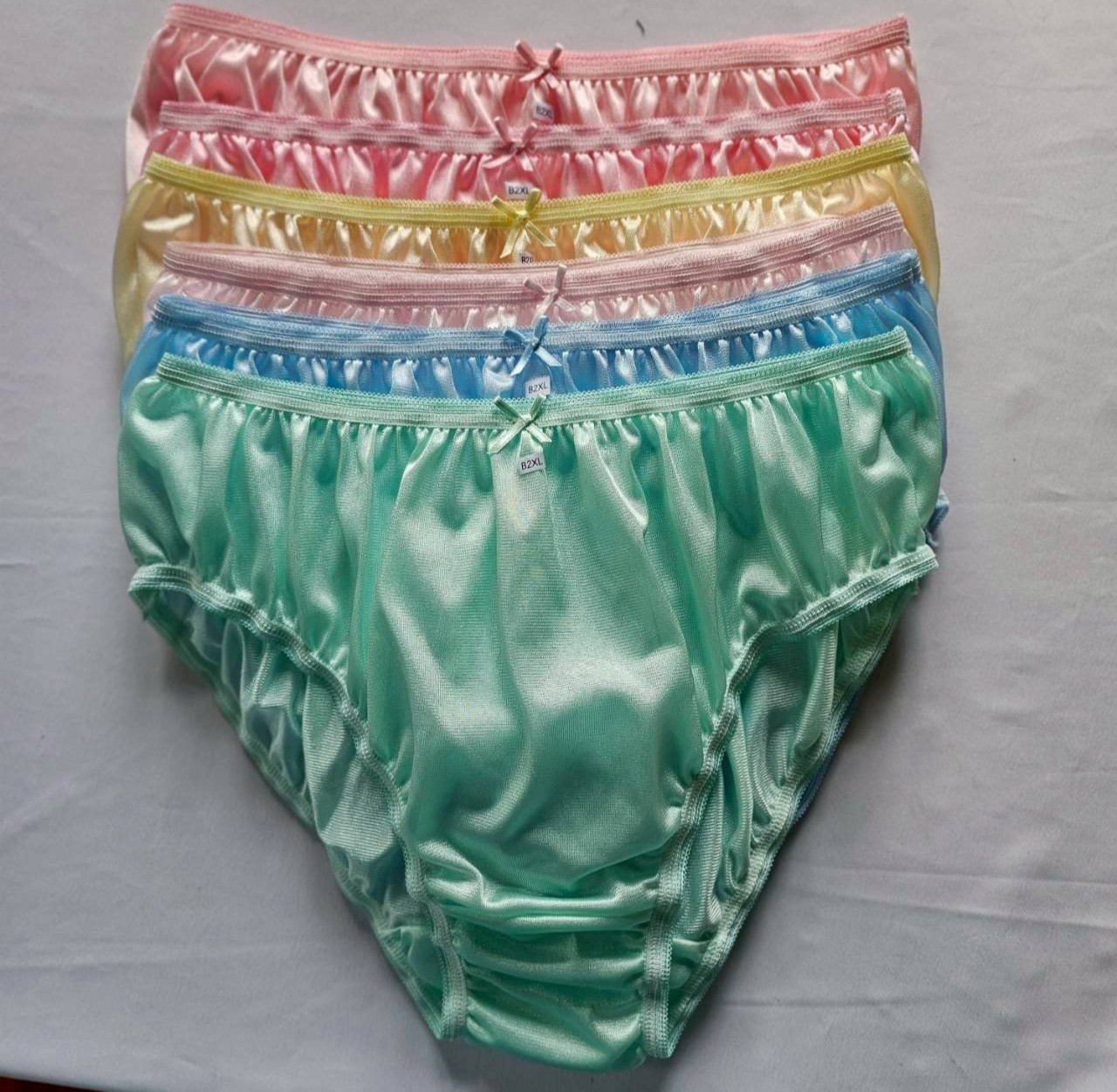 6pc Plus Underwear Mid-Waist Panties Women Mens Briefs Nylon Silky Soft 2XL/Mix