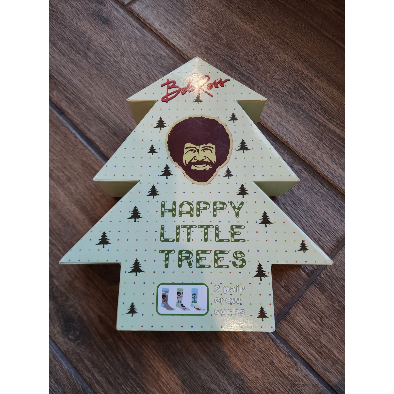 Bob Ross Happy Little Trees Crew Socks 3 Pair Pack Men Women Gift NIB