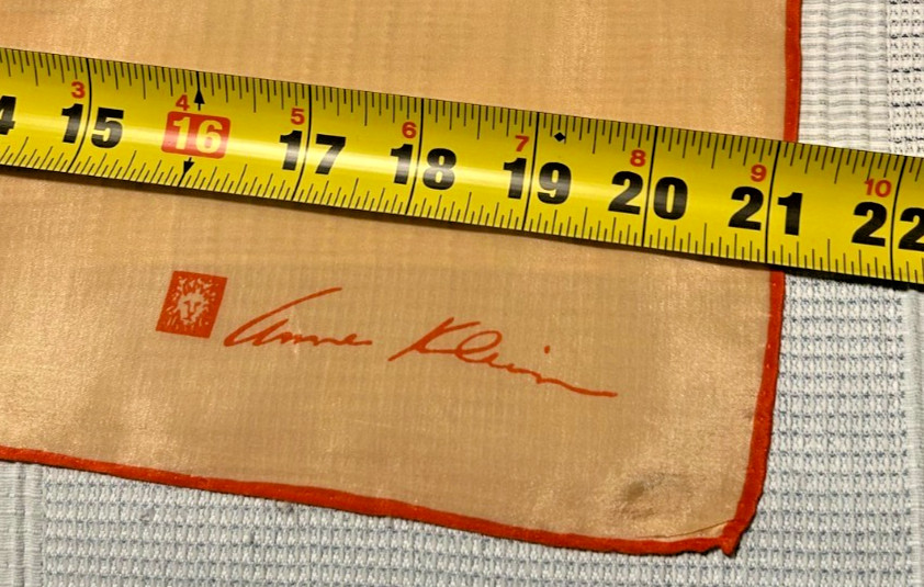 Anne Klein – Vintage 21 x 21 In. Peach/Orange, Solid Color, Silk Scarf -VS-118