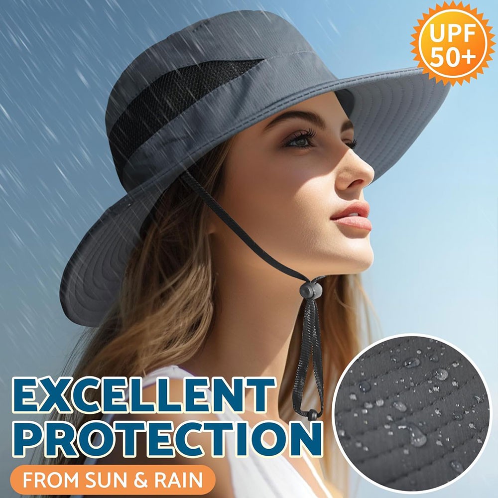 Men Women Wide Brim Sun Hat UV Protection Bucket Cap For Hiking Camping Safari
