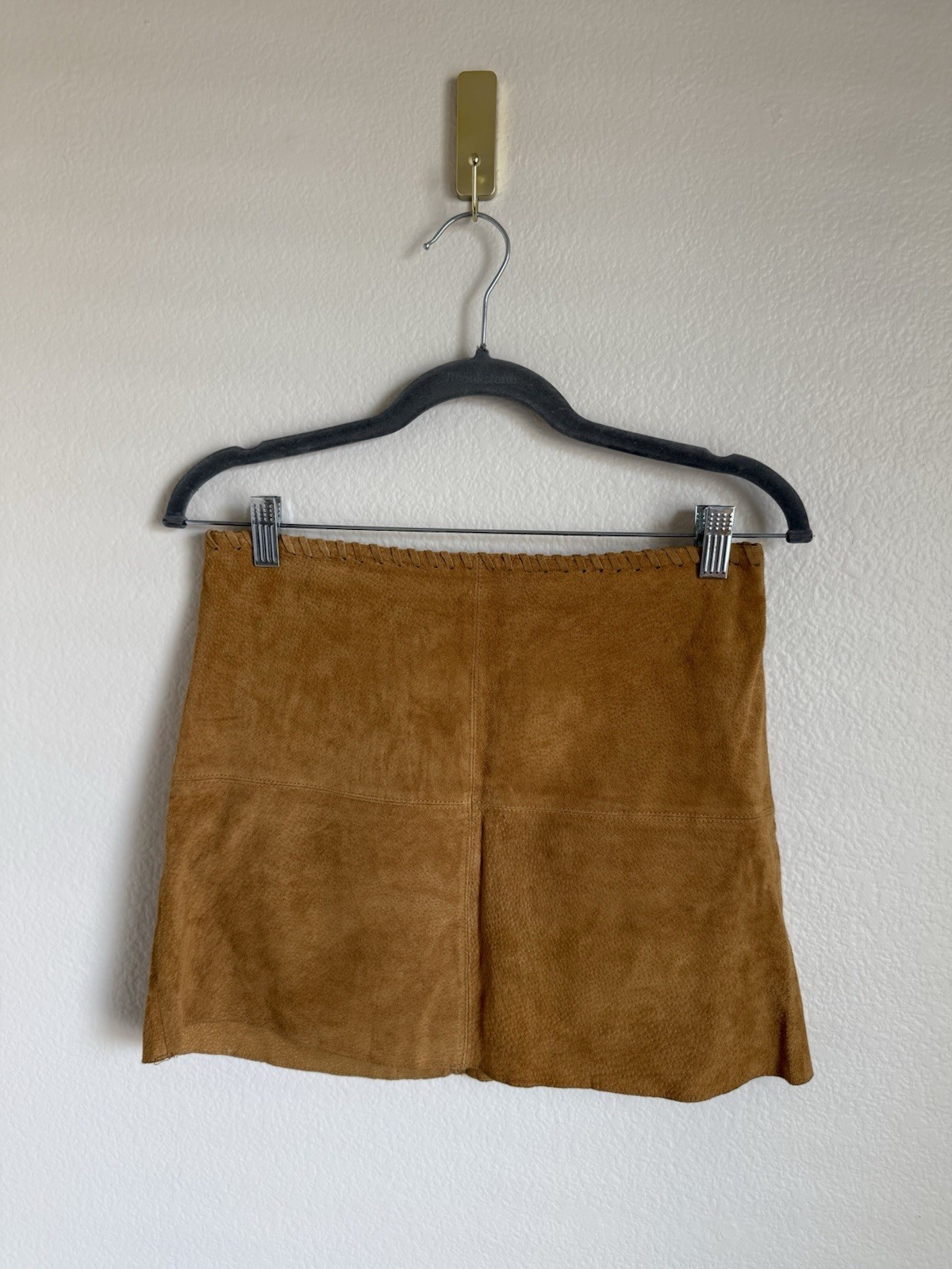 Forever 21 Skirt Womens Small Brown 100% Leather Suede Mini Festival Coachella
