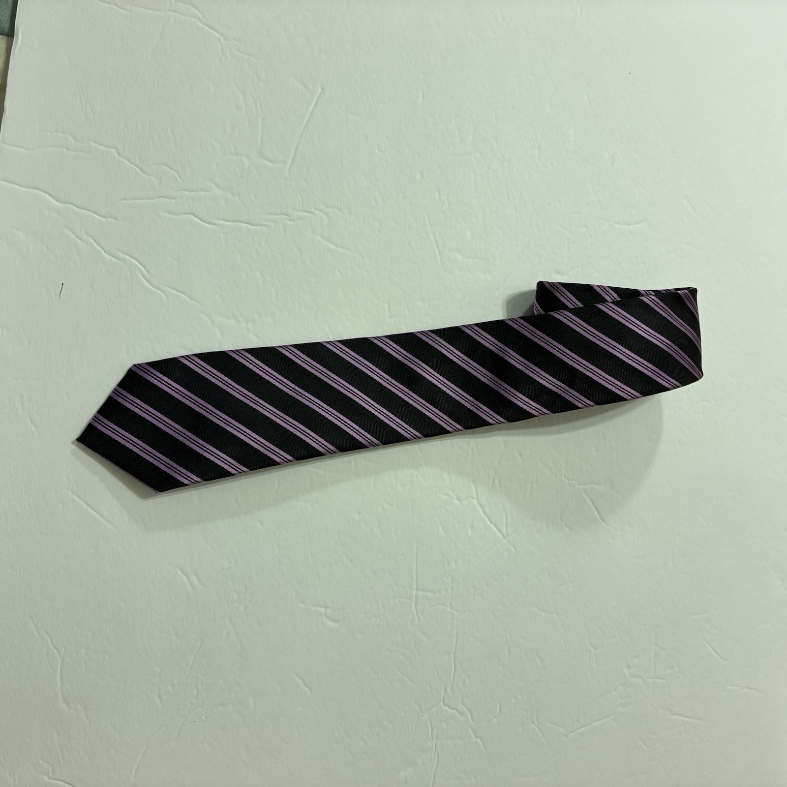 J. Ferrari Tie Black Purple Striped JF J Ferrar Narrow Necktie 60″ x 3″ Classic