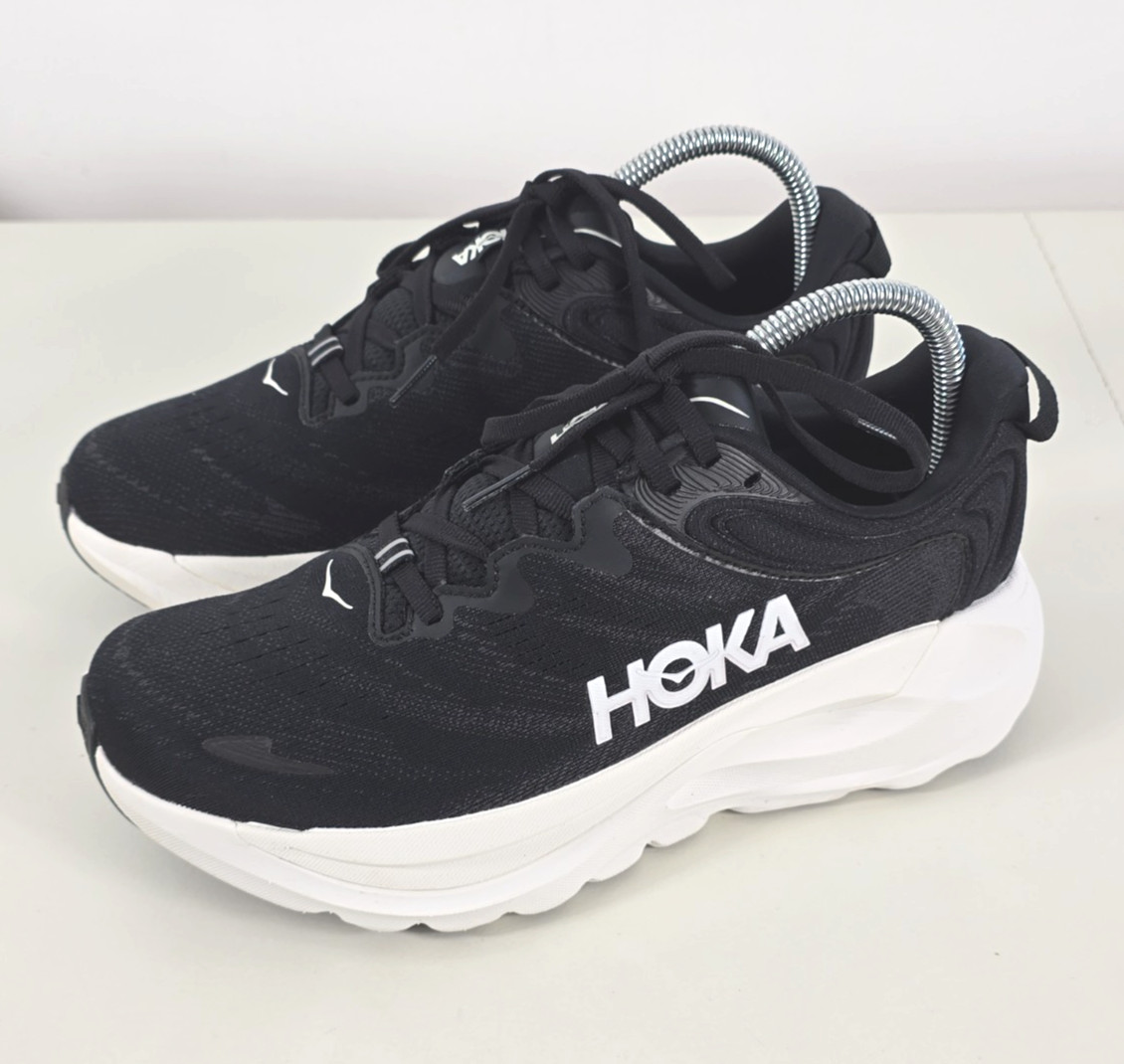 Hoka One One Womens GAVIOTA 6 Black White Running Sneakers Sz 7.5D WIDE